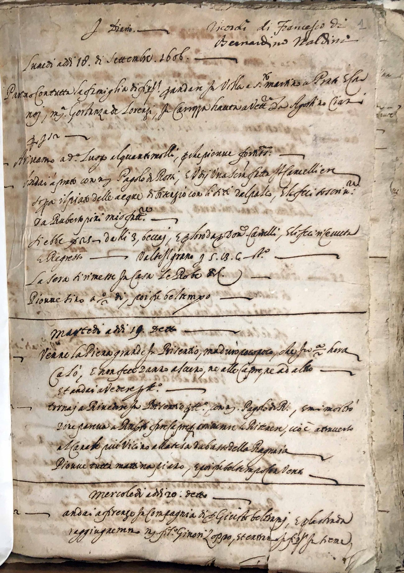 Francesco di Bernardino Naldini suoi ricordi